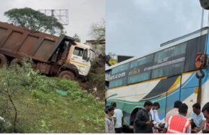 Road accident: यात्री बस ने हाइवा को मारी टक्कर, 3 की मौत, कई घायल
