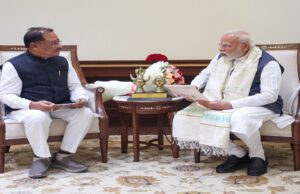 CM Sai Delhi visit: प्रधानमंत्री नरेंद्र मोदी से मिले सीएम विष्णुदेव साय, अमृत रजत महोत्सव में शामिल होने दिया न्यौता