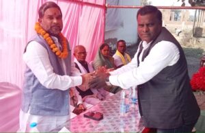 राधाकृष्ण मंदिर के निर्माण के लिए महापौर रामशरण ने किया भूमिपूजन