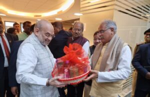 मुख्यमंत्री बघेल ने केंद्रीय गृह मंत्री अमित शाह से की सौजन्य मुलाकात