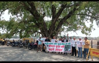 अरपा तट के विशाल पीपल वृक्ष को काटने का नागरिकों ने किया विरोध