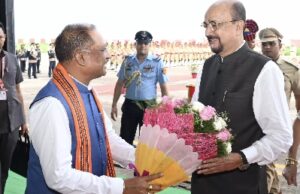 Welcoming the new Governor: छत्तीसगढ़ के नए राज्यपाल रामेन डेका का रायपुर में मुख्यमंत्री साय ने किया स्वागत