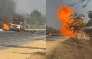 CG News : गैस सिलेंडरों से भरी पिकअप में लगी आग, धमाकों से दहल उठा इलाका, चालक बाल-बाल बचा