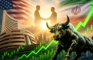 Indian stock market : अमेरिका-ईरान जंग खत्म होने के आसार से बाजार में बहार, सेंसेक्स 1080 और निफ्टी 330 अंक उछला, रुपया 53 पैसे मजबूत